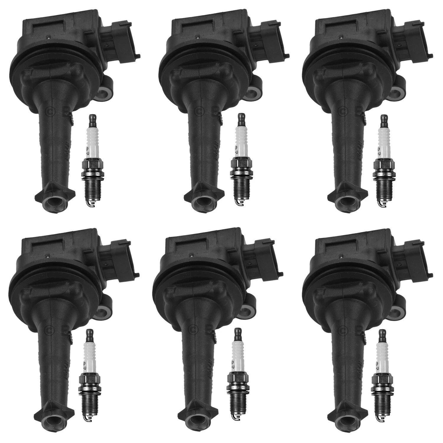 Set of 6 Ignition Coils & Spark Plugs for Jaguar XJ6, XJR & Volvo S80, XC90