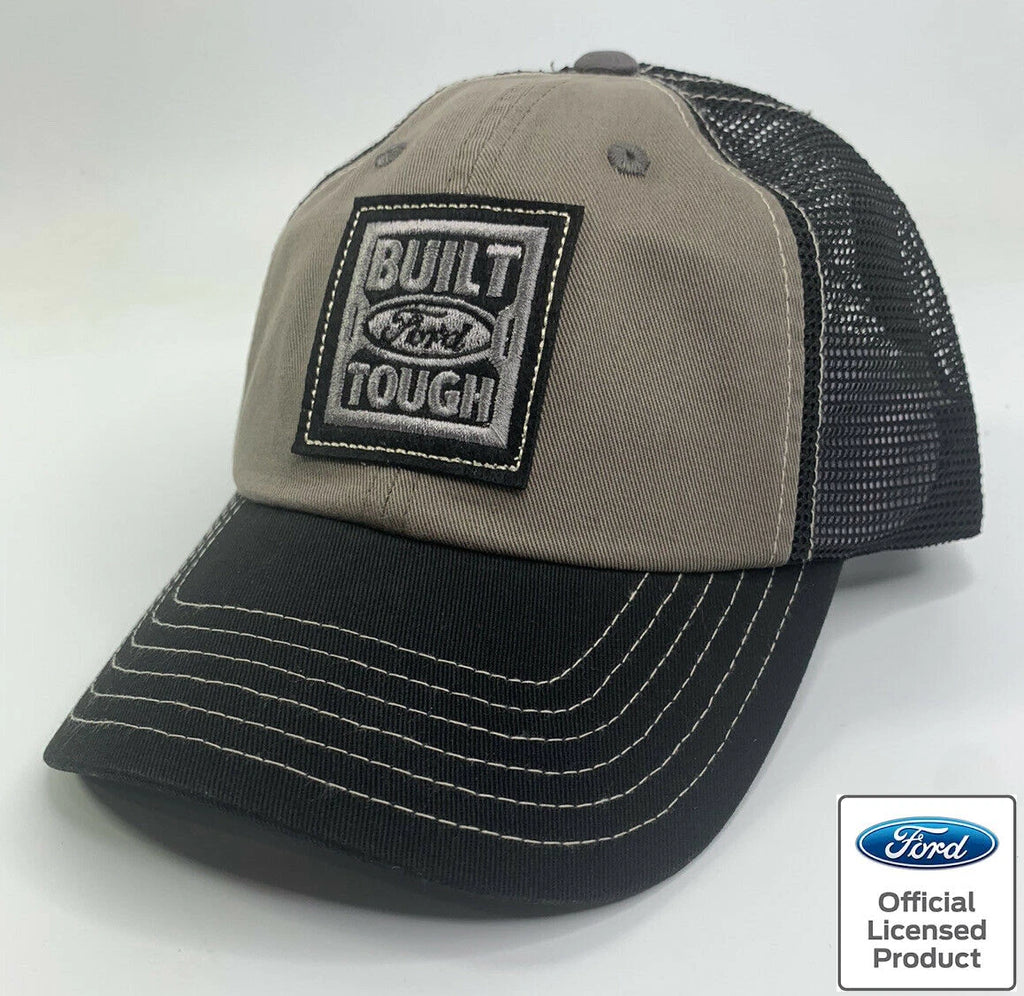 Hat Cap Gray Black Mesh Built Ford Tough Emblem for Ford Trucks (2000–2024)