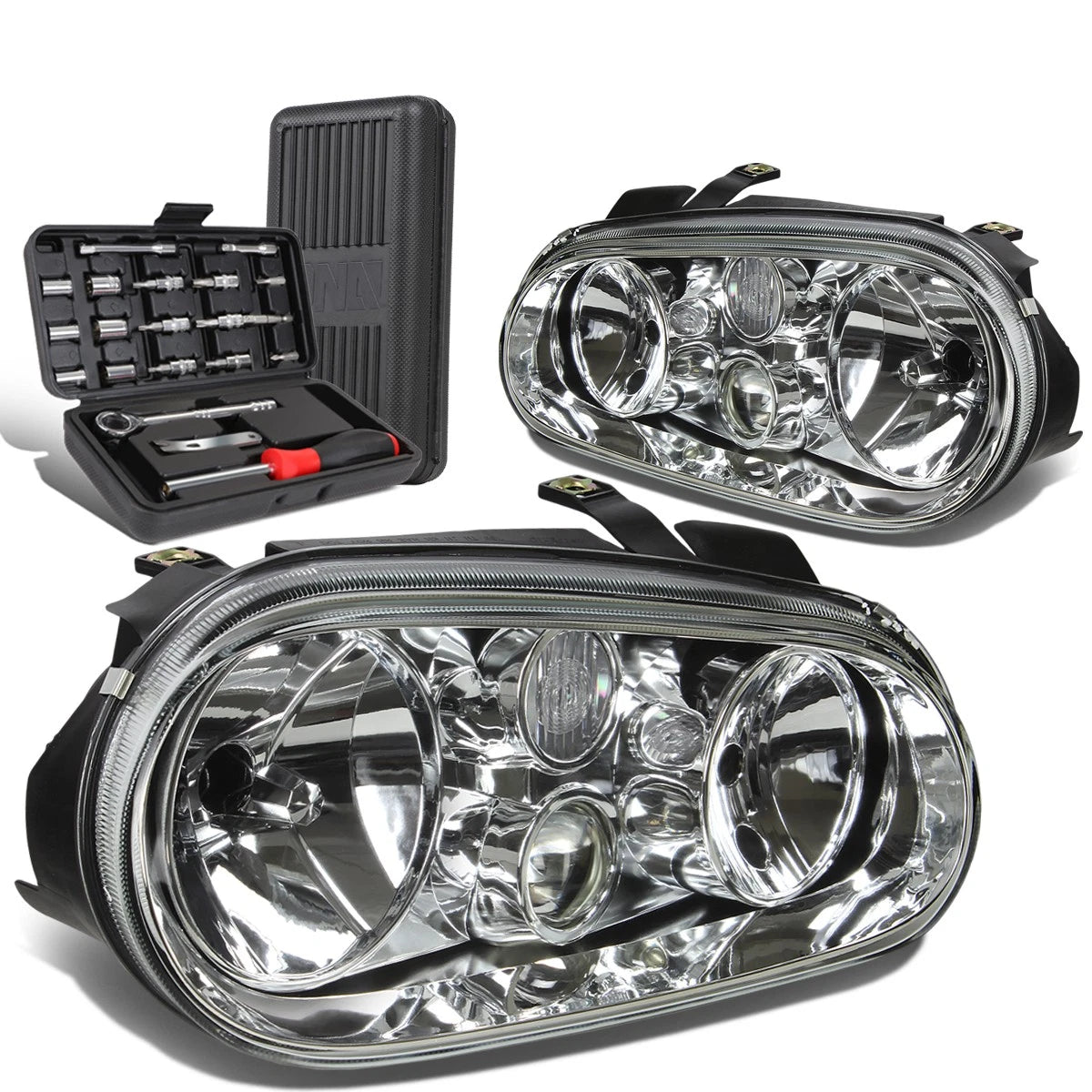 Chrome Clear Projector Headlight Lamps for Volkswagen Jetta (1999–2006)