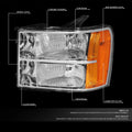 Chrome Housing Amber Corner Headlight Lamps for GMC Sierra 1500 2500HD (2007–2014)