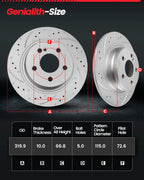 Rear Brake Rotor Ceramic Pad for Dodge Challenger Charger Chrysler 300 (2006–2020)