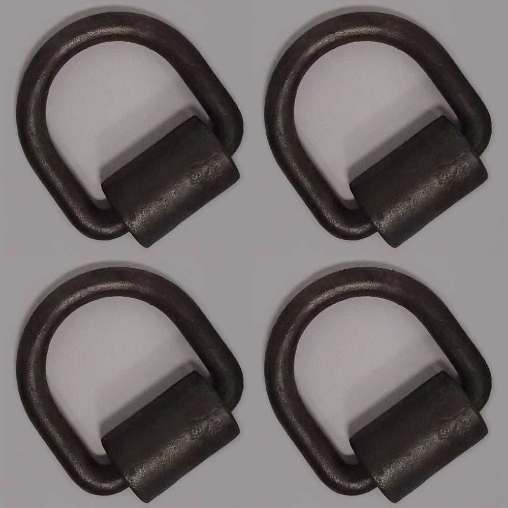 Set of 4 D Ring Weld-On Tie Down Rings for Flatbed Truck Trailer