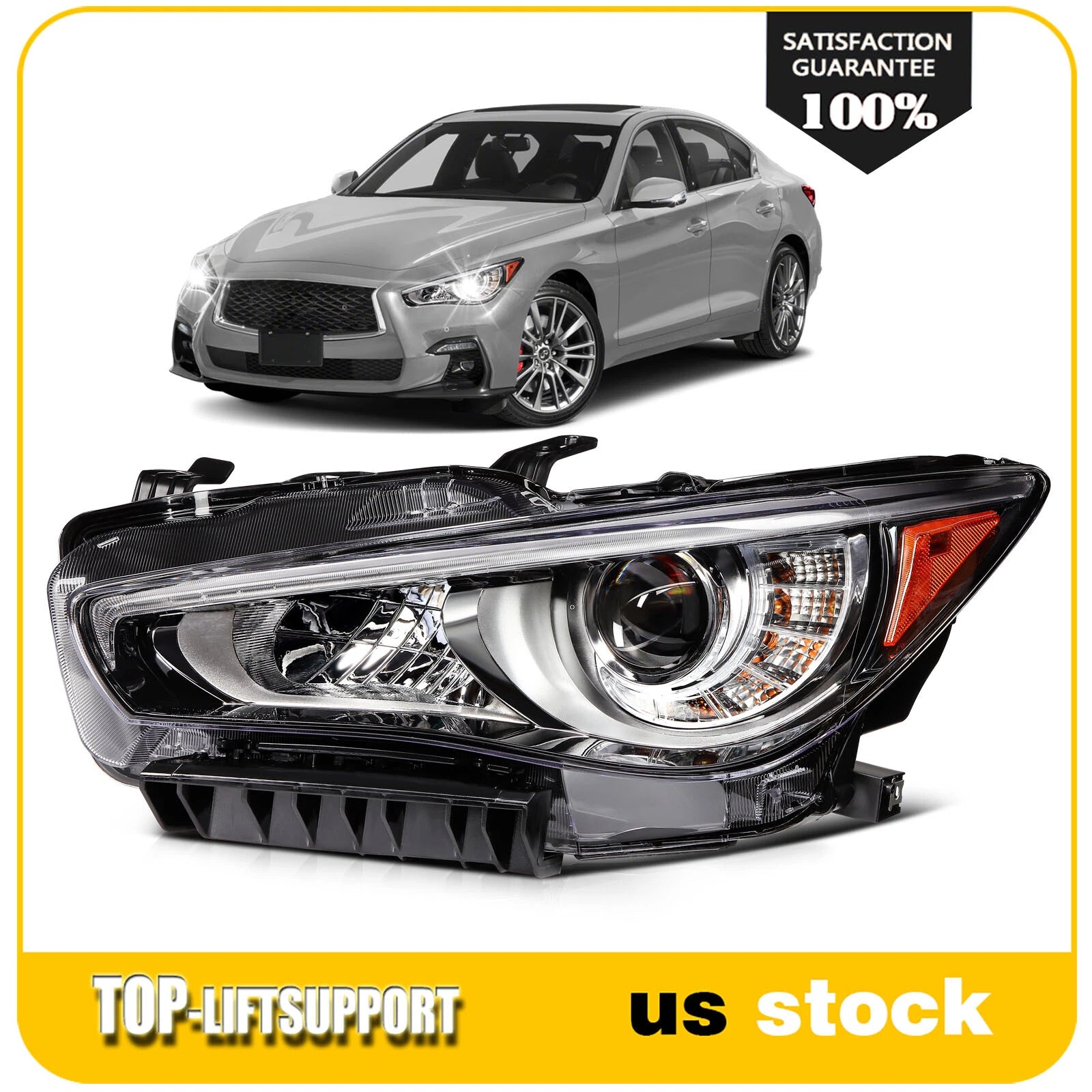 Left Driver Side LED Headlight for Infiniti Q50 (2014–2024)