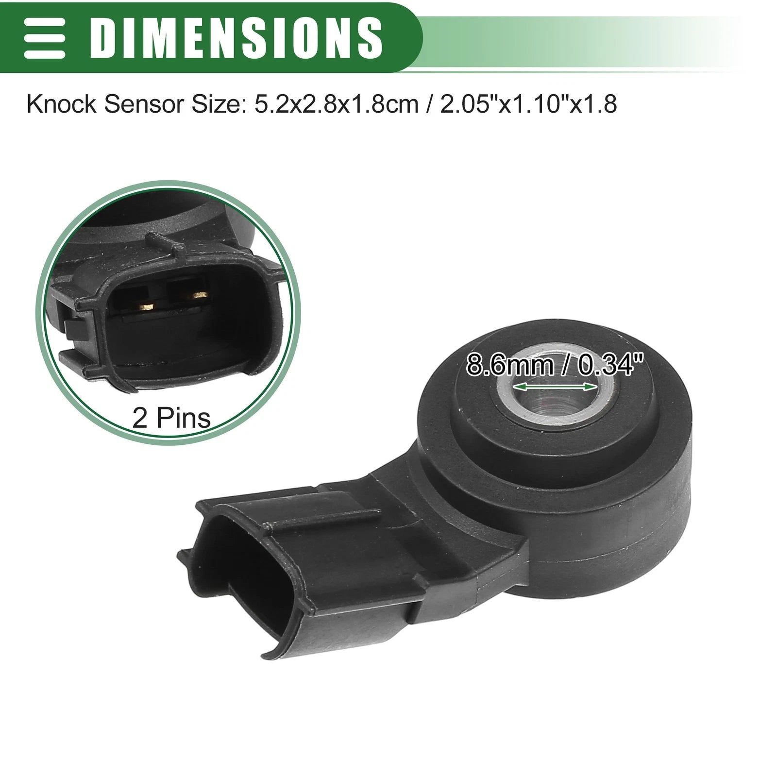 2Pcs Knock Sensor for Toyota (No. 8961506010/8961520090)