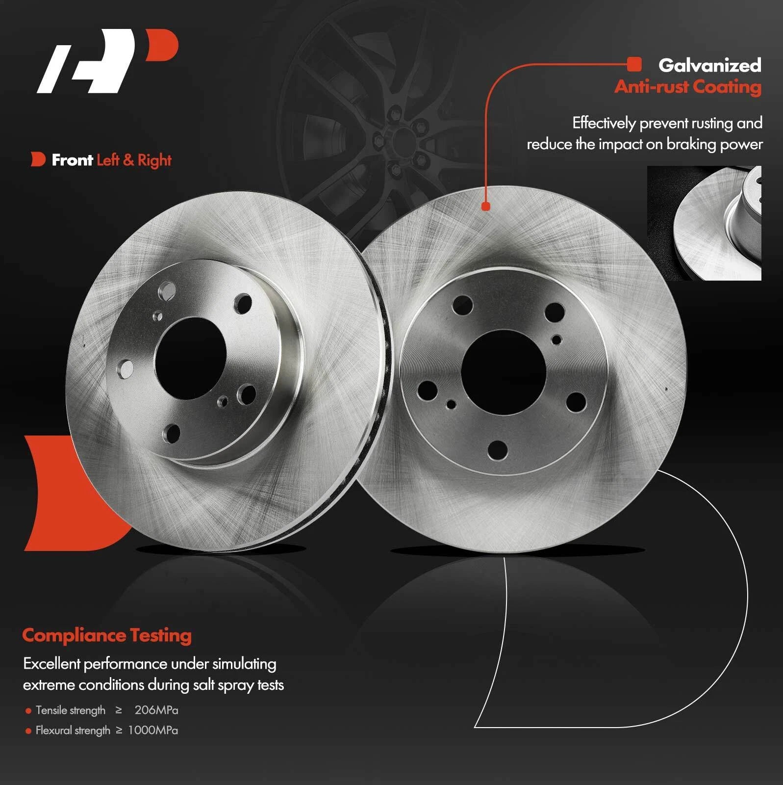 Front Side Disc Brake Rotor & Ceramic Pads for Toyota Tacoma (2016–2023)