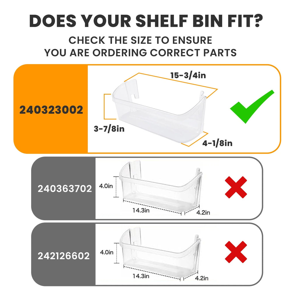 2Pcs Bottom Door Shelf Bin for Frigidaire (Fits Various Models)