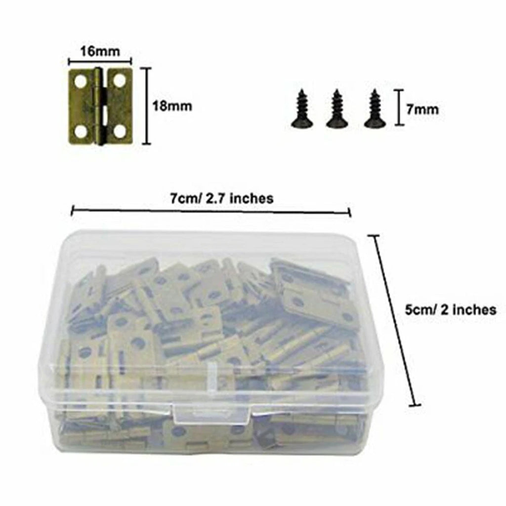 100x Small Box Hinges for Jewelry Box, Doll Box (Retro)