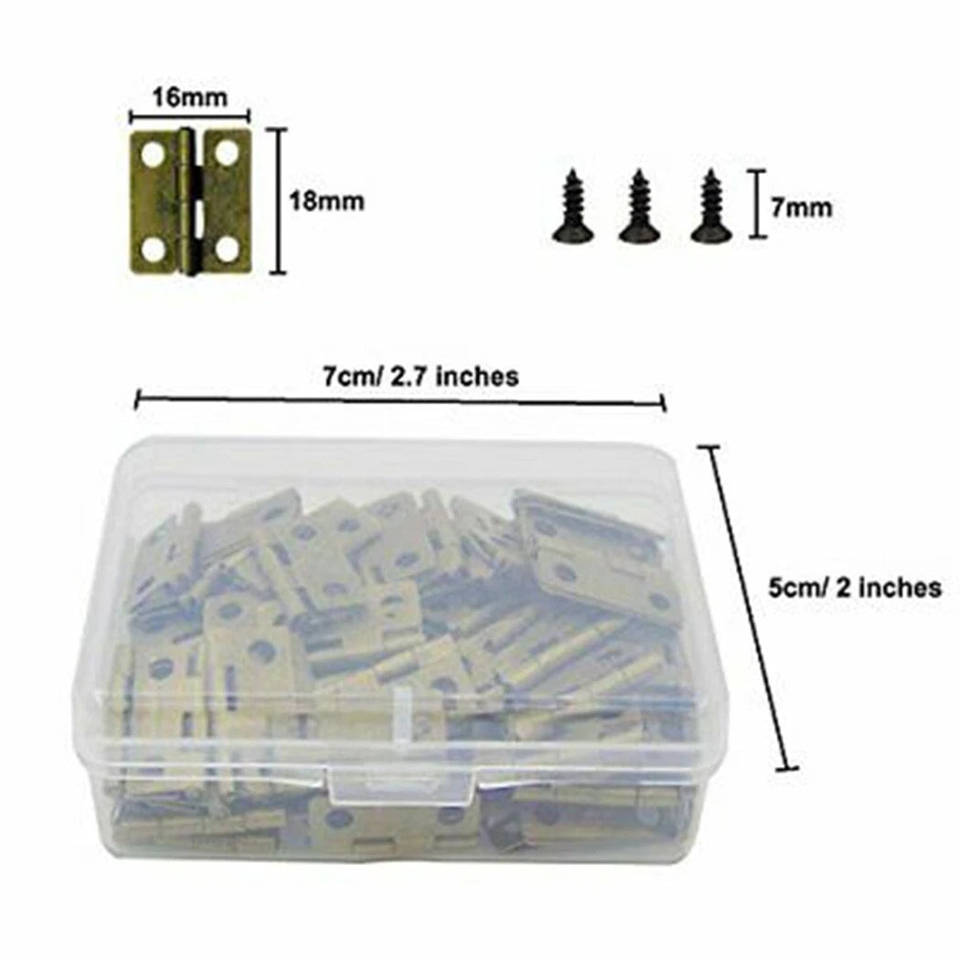 100x Small Box Hinges for Jewelry Box, Doll Box (Retro)