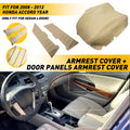 Set of 2 Beige Leather Door Armrest & Console Covers for Honda Accord Sedan (2008–2012)