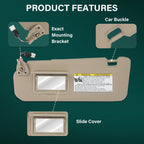 Left Driver Side Sun Visor for Hyundai Sonata (2005–2008) - Beige