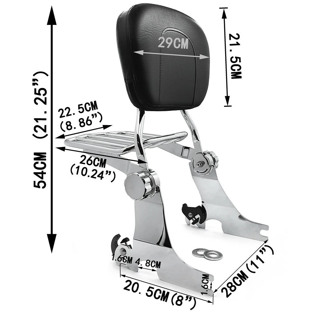 Adjustable Detachable Sissy Bar for Harley Sportster (2004–Present)