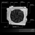 3-Row Aluminum Racing Radiator + Fan Shroud for Jeep Wrangler YJ/TJ (1987–2006)