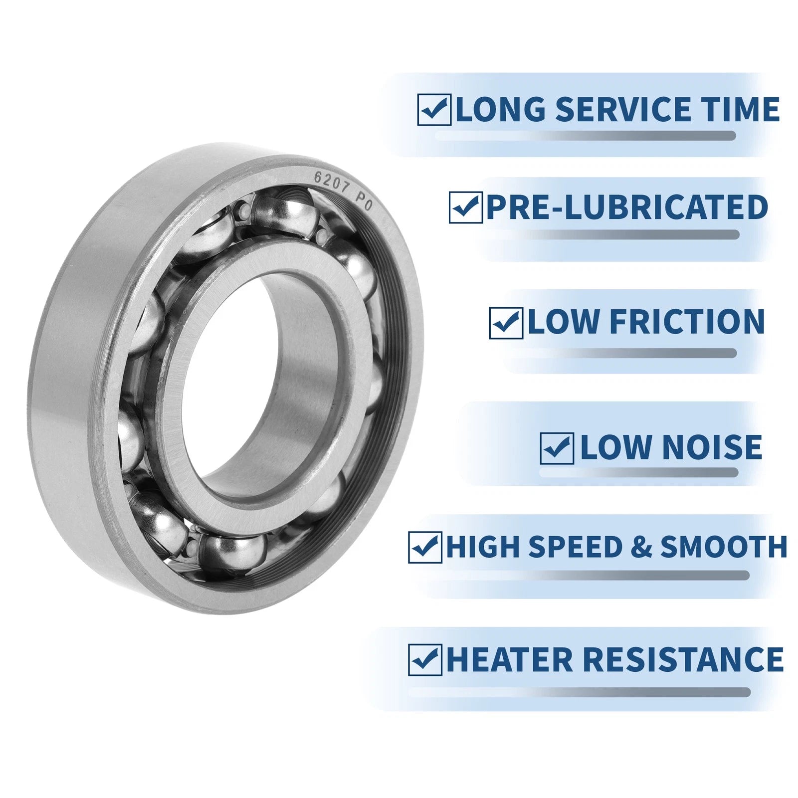 6207 Deep Groove Ball Bearing for Scooter Skateboard Wheel (P0 35x72x17mm)