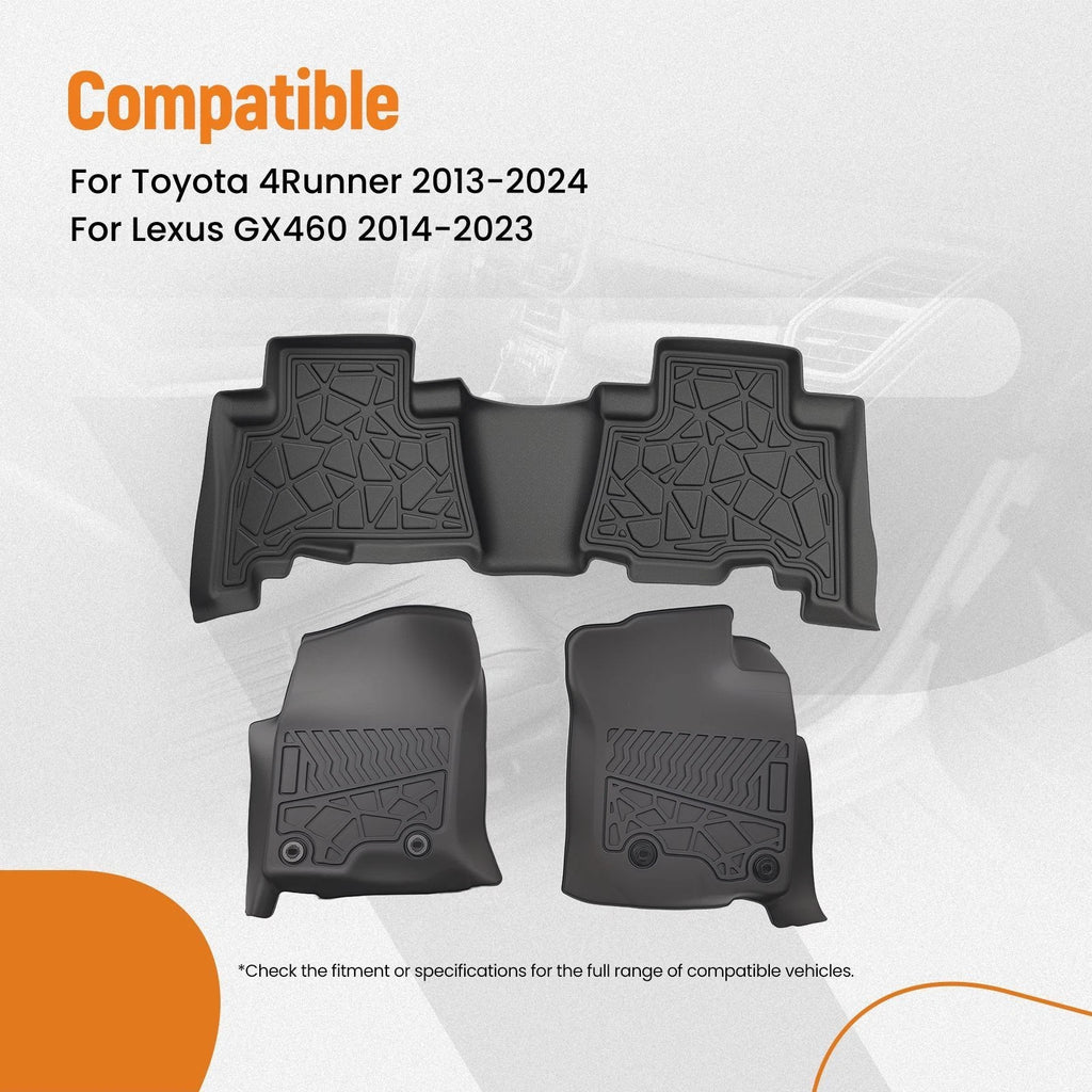 Set of 4 Floor Mats Liner for Toyota 4Runner (2013–2024) Lexus GX460 (2014–2023) TPE