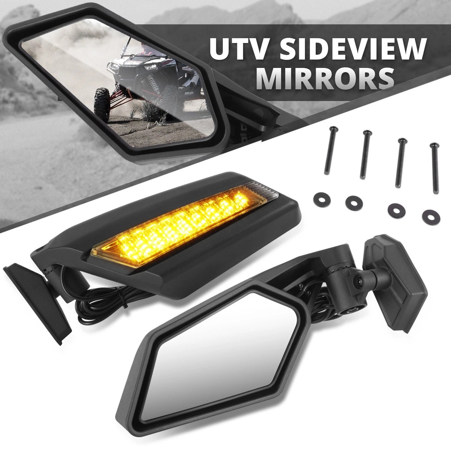 LED Signal Side View Mirrors for Can-Am Maverick X3 (2017–2023)