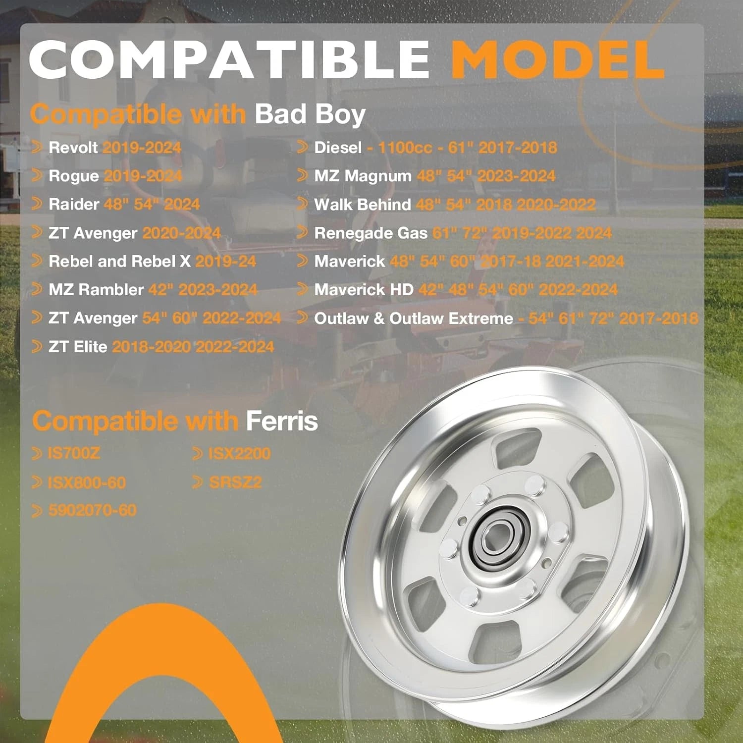 Flat Idler Pulley for Bad Boy Ferris Simplicity Snapper (48" 52" 54")