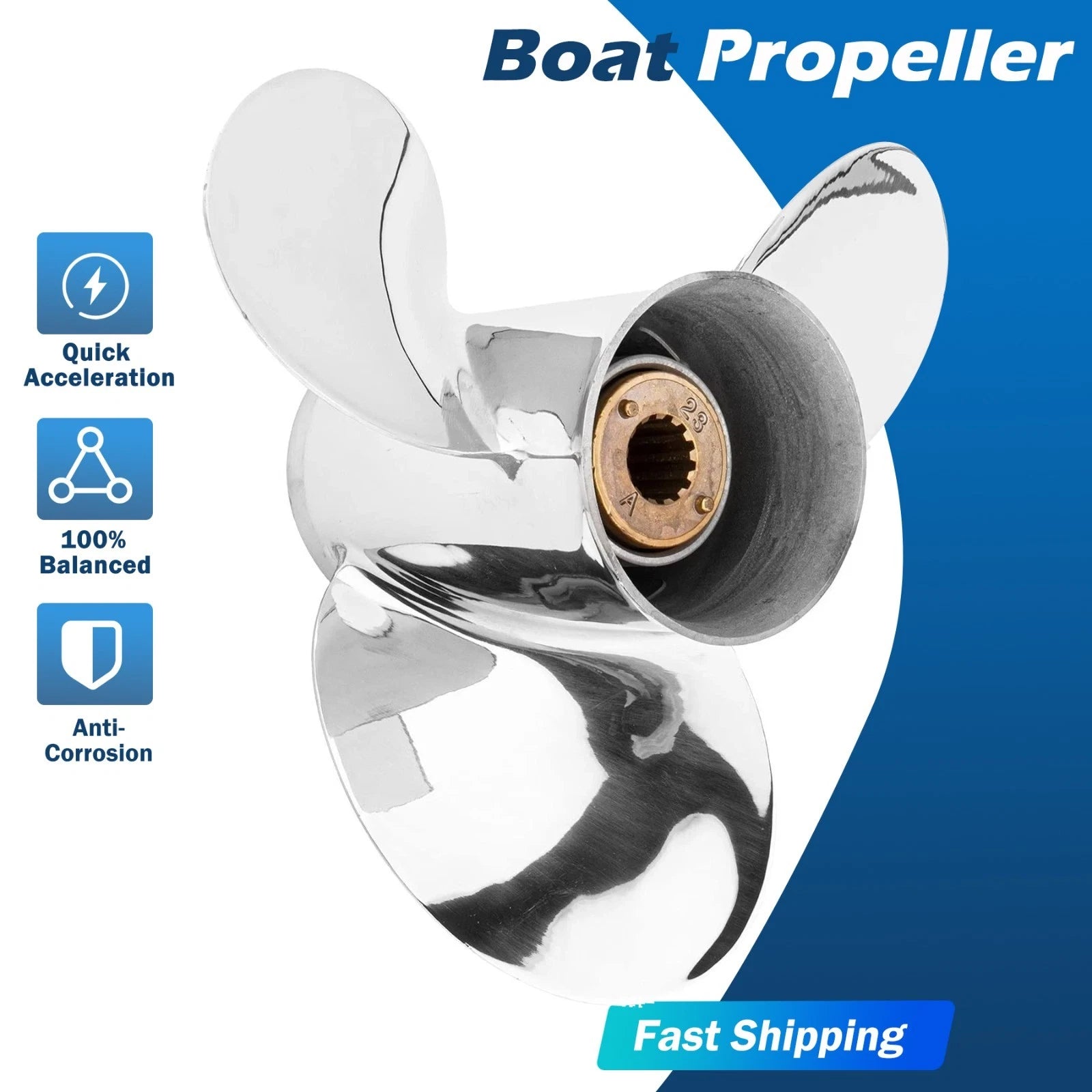 11 1/8 x 13 Stainless Steel Propeller for Mercury 25-70HP (13 Spline, RH)