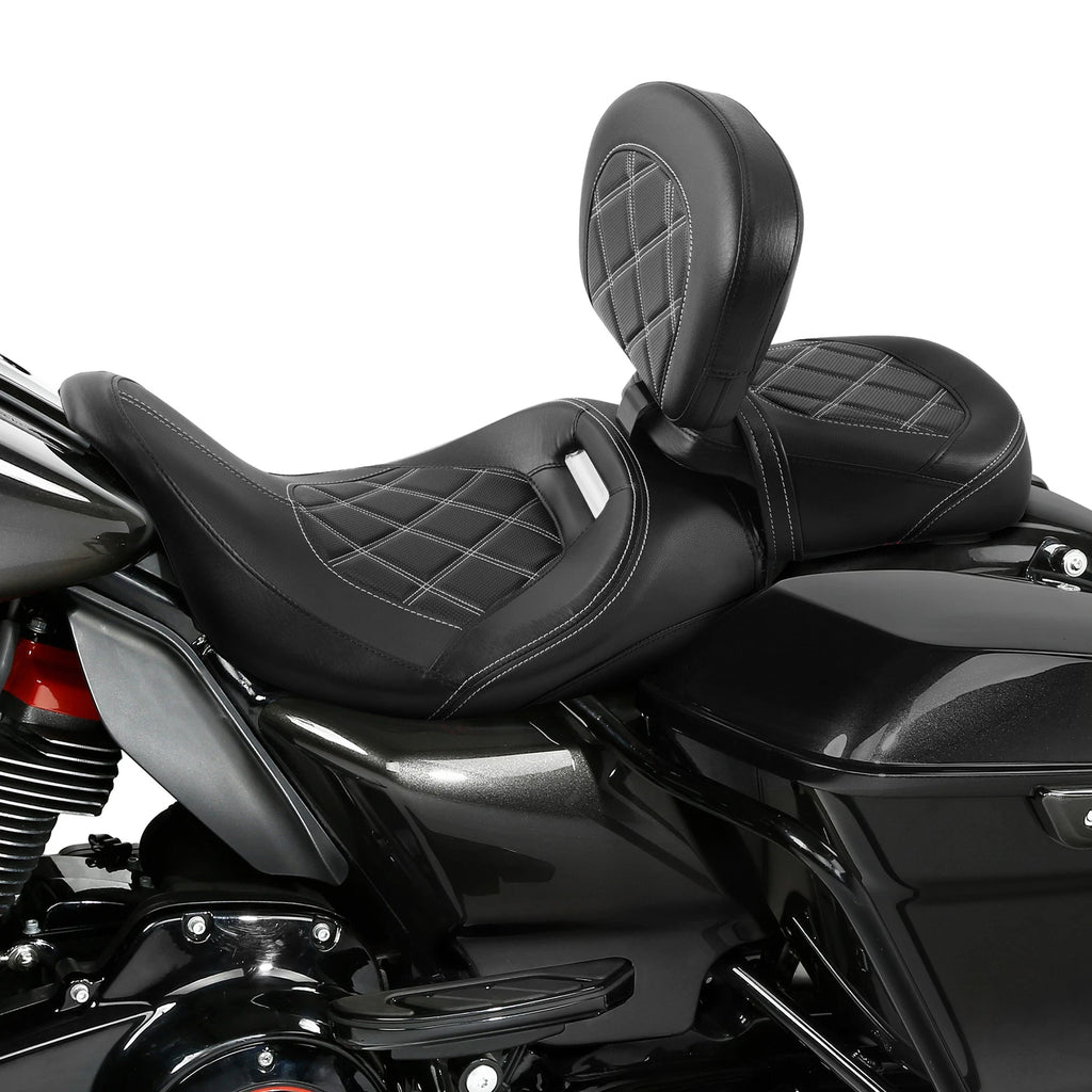 Low-Profile Driver Passenger Seats Rider Backrest for Harley Touring (2009–2023)
