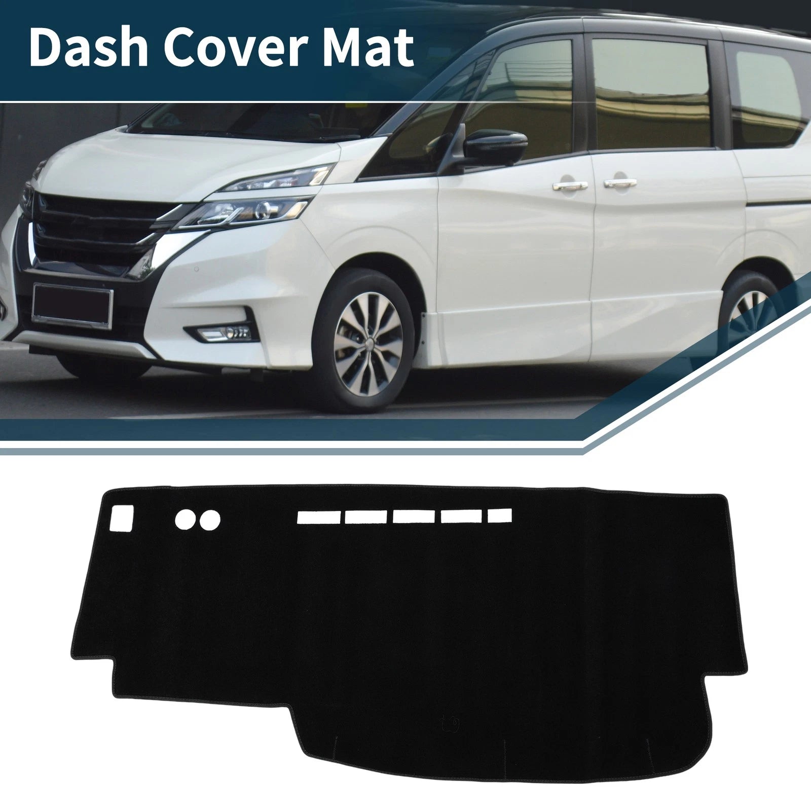 Dashboard Cover Mat for Nissan Serena C25 (2005–2010) Sun Protector Black