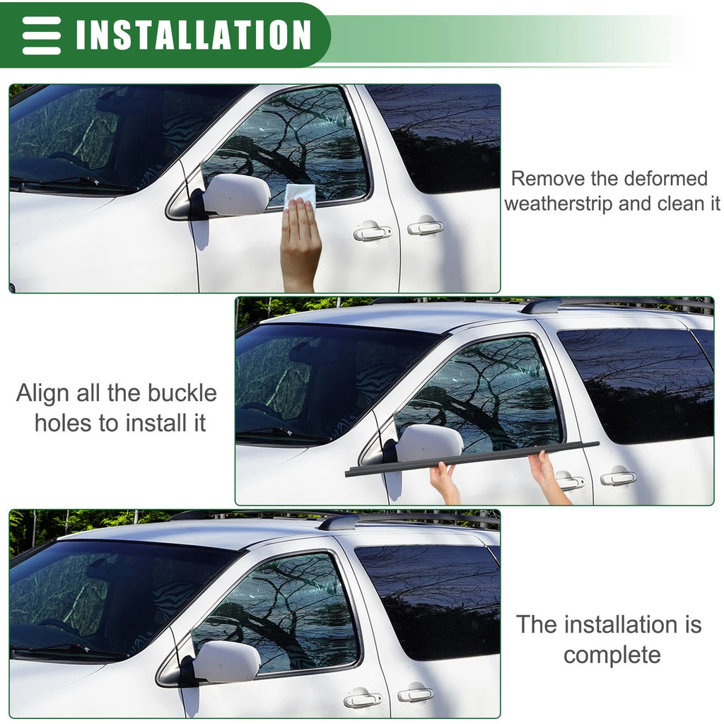 Front Left Window Belt Weatherstrip for Toyota Sienna (2004–2010) Black