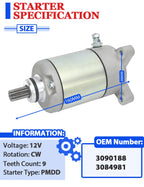 Starter Motor for Polaris Worker 500 (2001) with Relay & Ignition Key Switch
