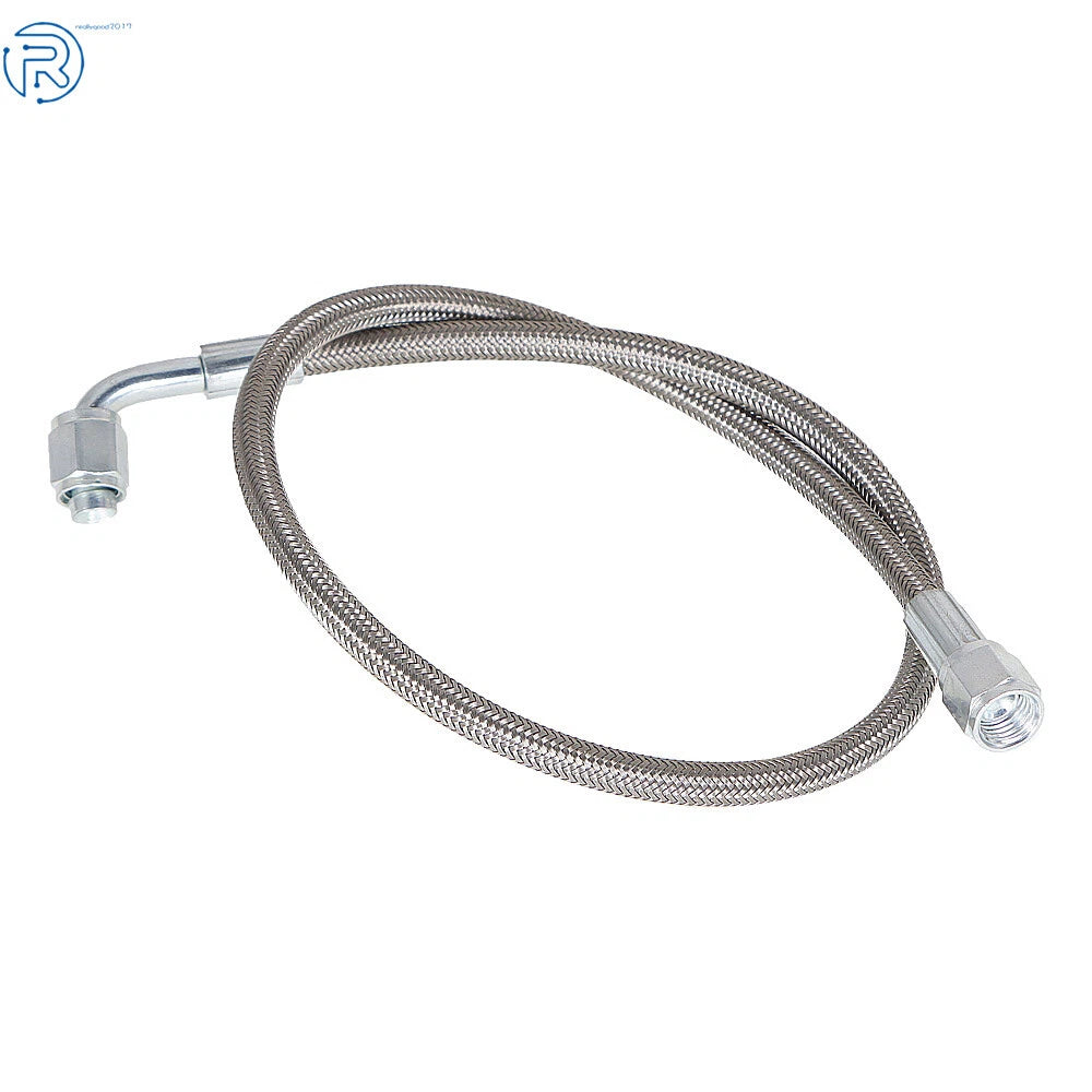 4AN 90 Degree Steel Braided Turbo Oil Feed Line for Universal (24")