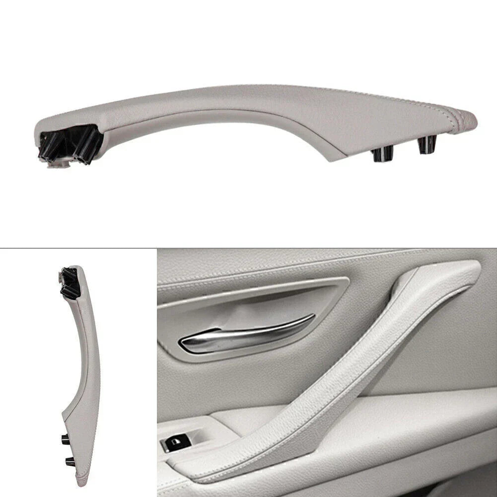 Gray Door Trim Pull Handle Left Side Real Leather for BMW 5 Series (2010-2017)