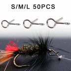 50Pcs Fly Fishing Snap Hook for Flies Lures (Small/Medium/Large)