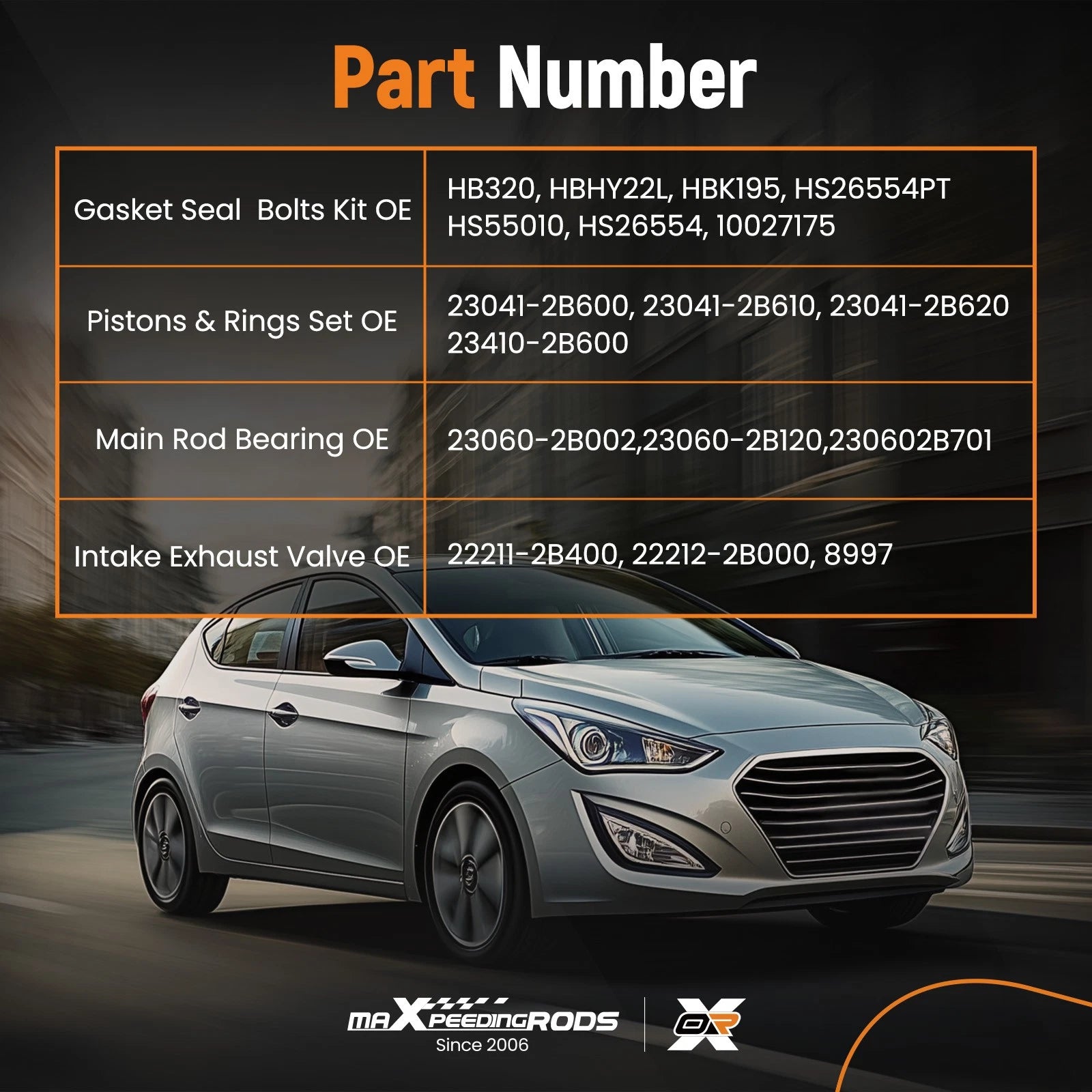 Engine Pistons Rebuild Kit with Gaskets for Hyundai Kia G4FD