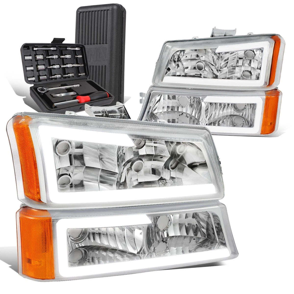 LED Headlight Bumper Lamp for Chevy Avalanche (2003–2007) Chrome/Amber