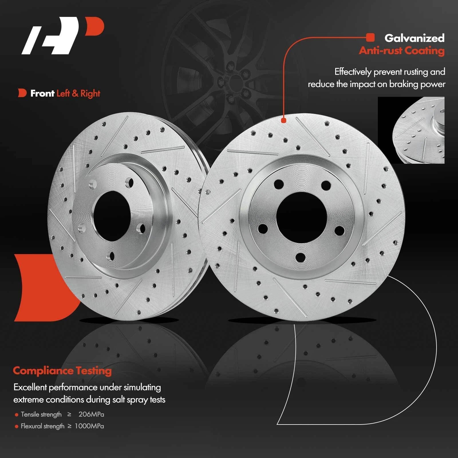 Front Drilled Brake Rotors for Mazda 3 (2004-2017)