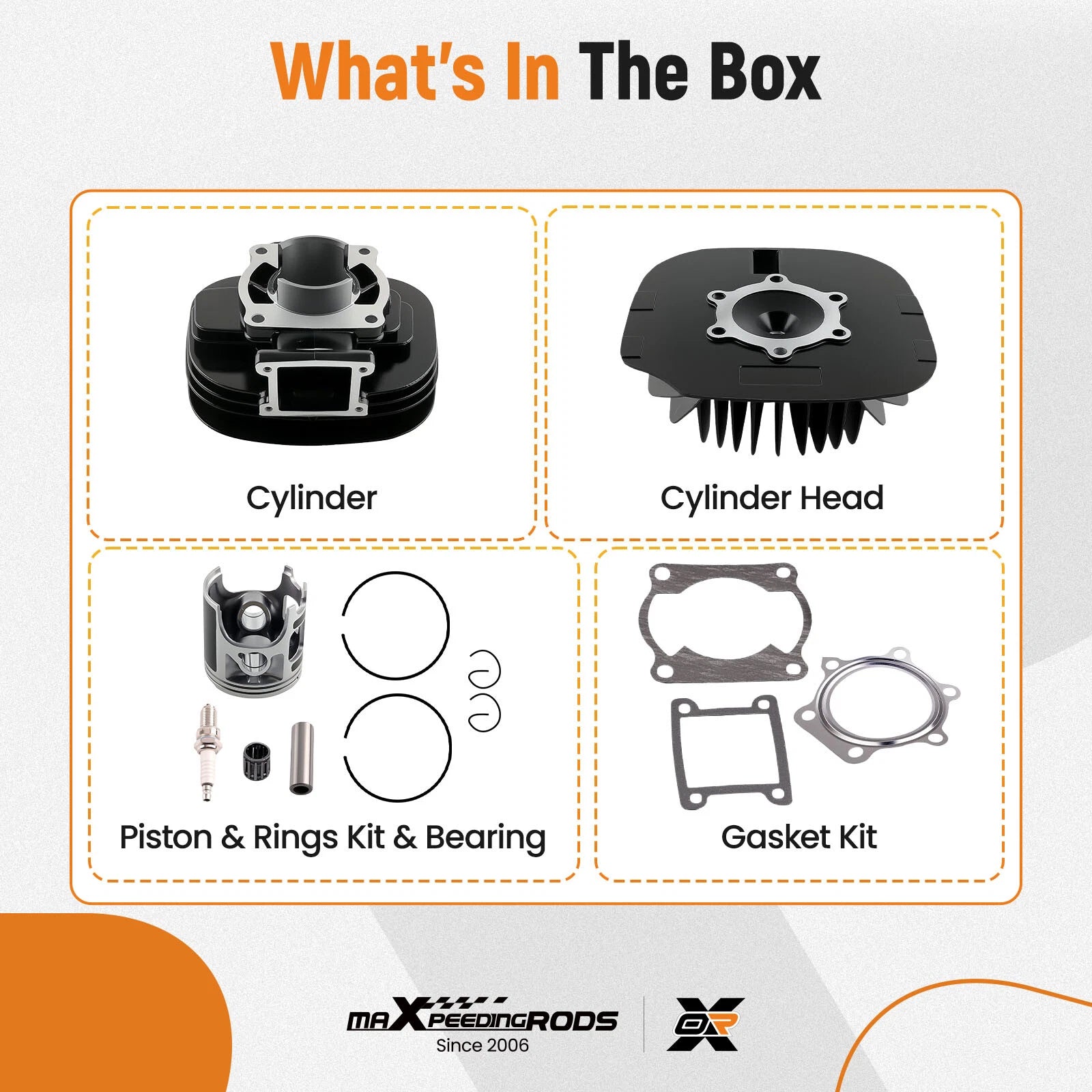 Top End Kit with Piston Rings & Gasket for Yamaha YFS200 Blaster (1988–2006)