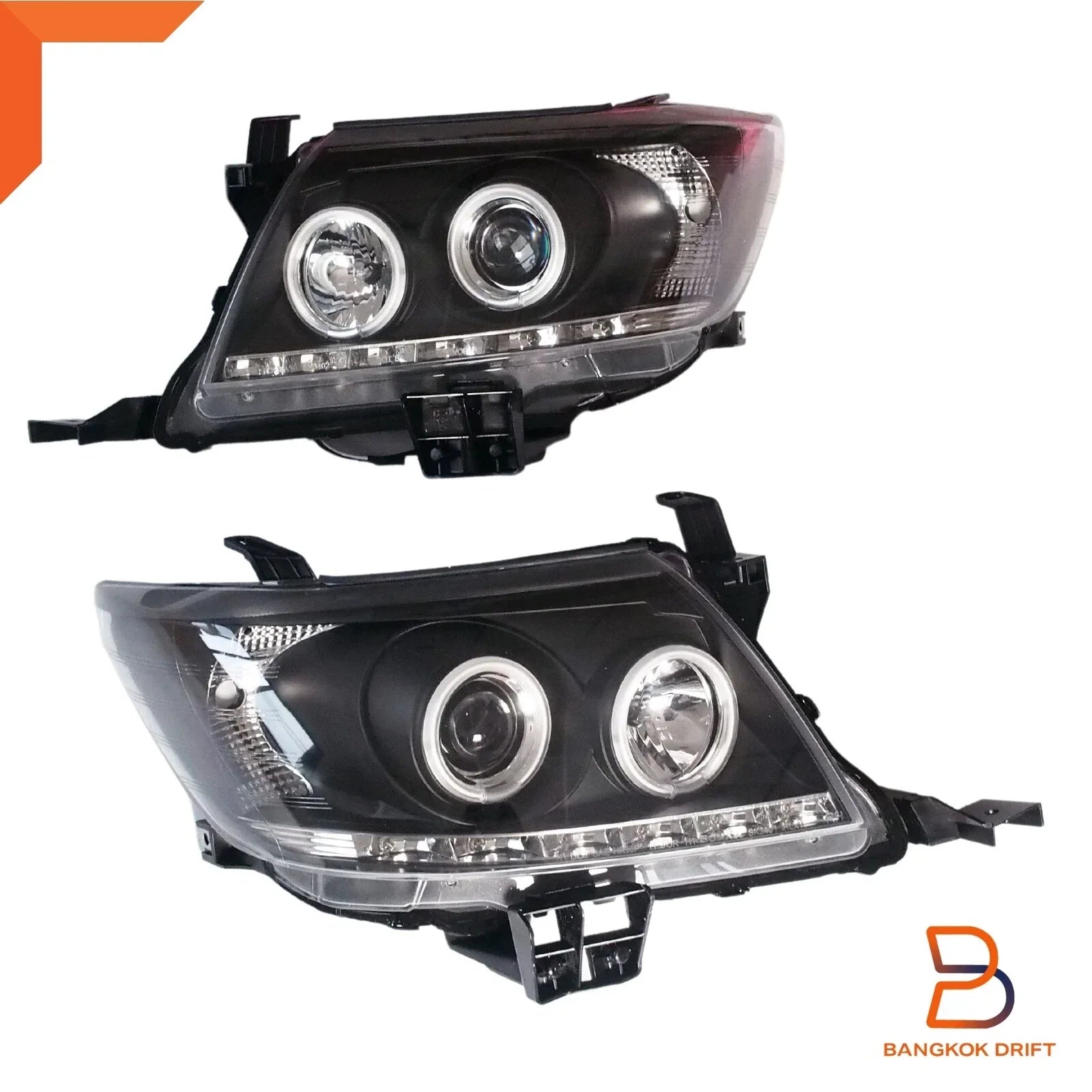 CCFL Projector Headlights Angel Eyes Black for Toyota Hilux SR5 (2011-2014)