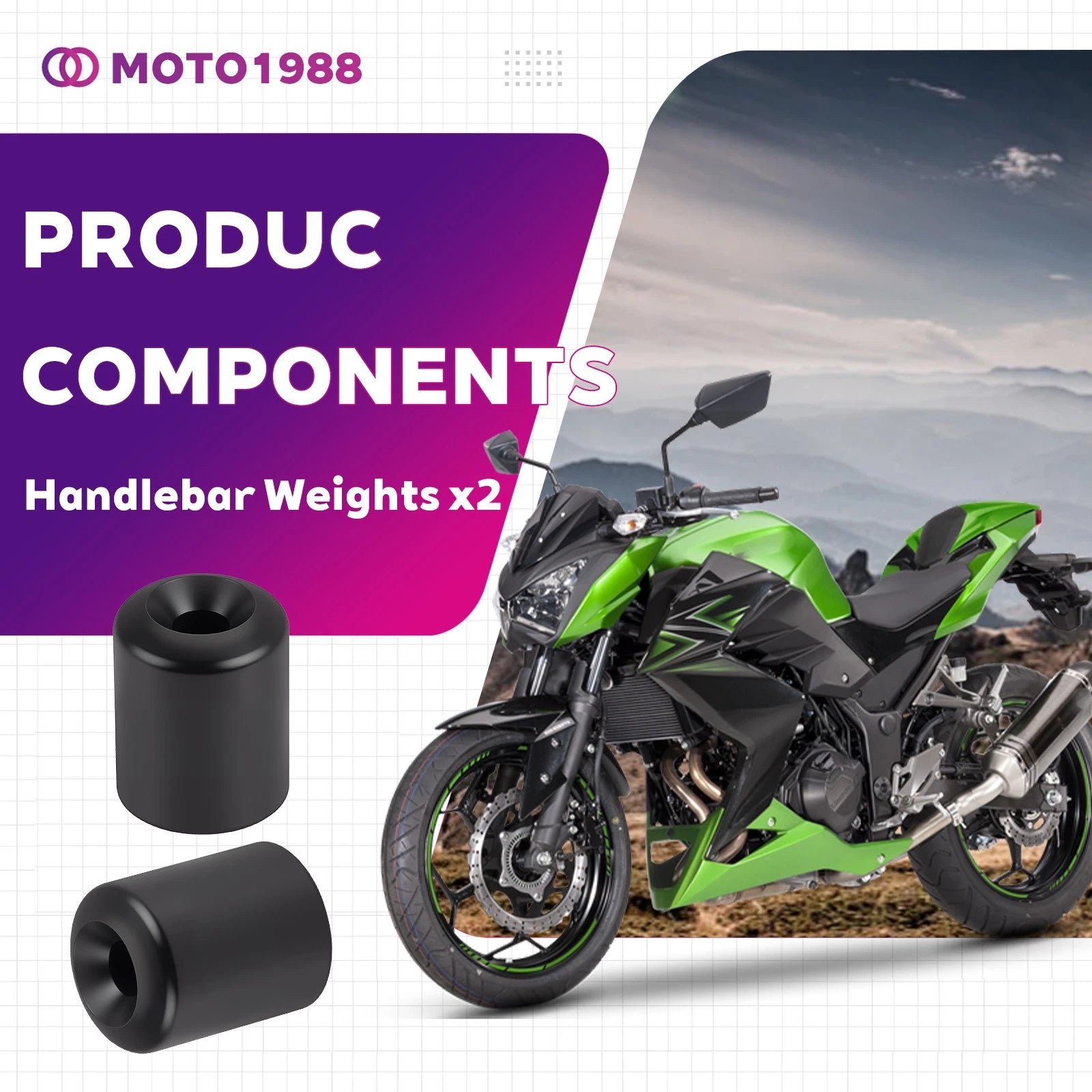 Handlebar Weights (PAIR) for Kawasaki ZZR600 ZX600 (2003–2005) #13042-1069