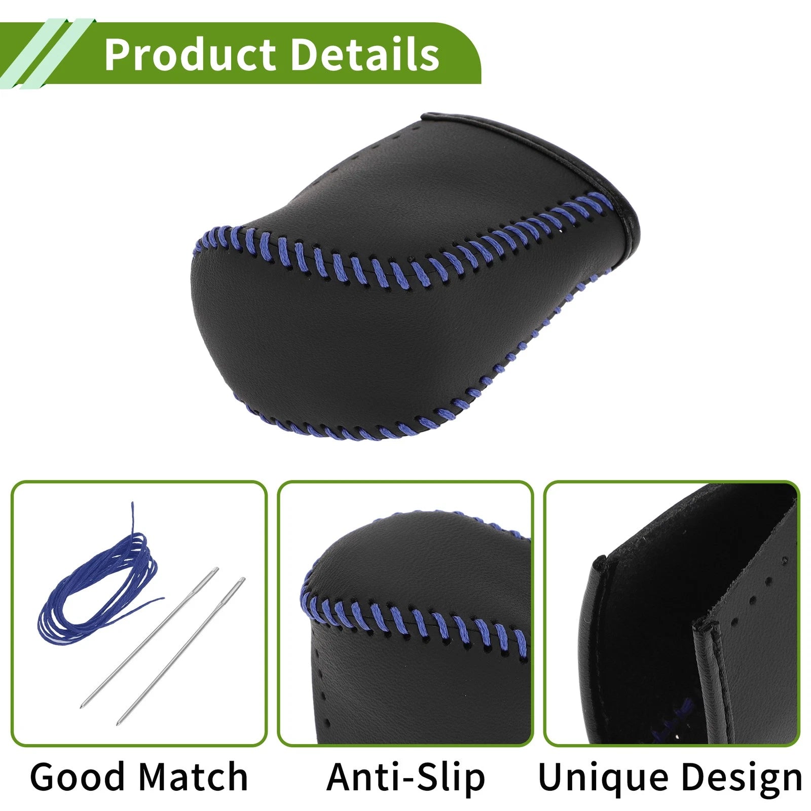 Gear Shift Knob Cover for Lexus NX300 (2014–2021) Black Blue Faux Leather