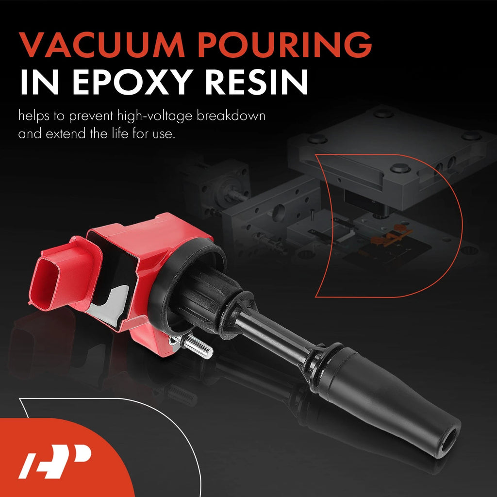 Set of 4 Red Ignition Coils for Chevrolet Equinox Malibu GMC Buick Cadillac