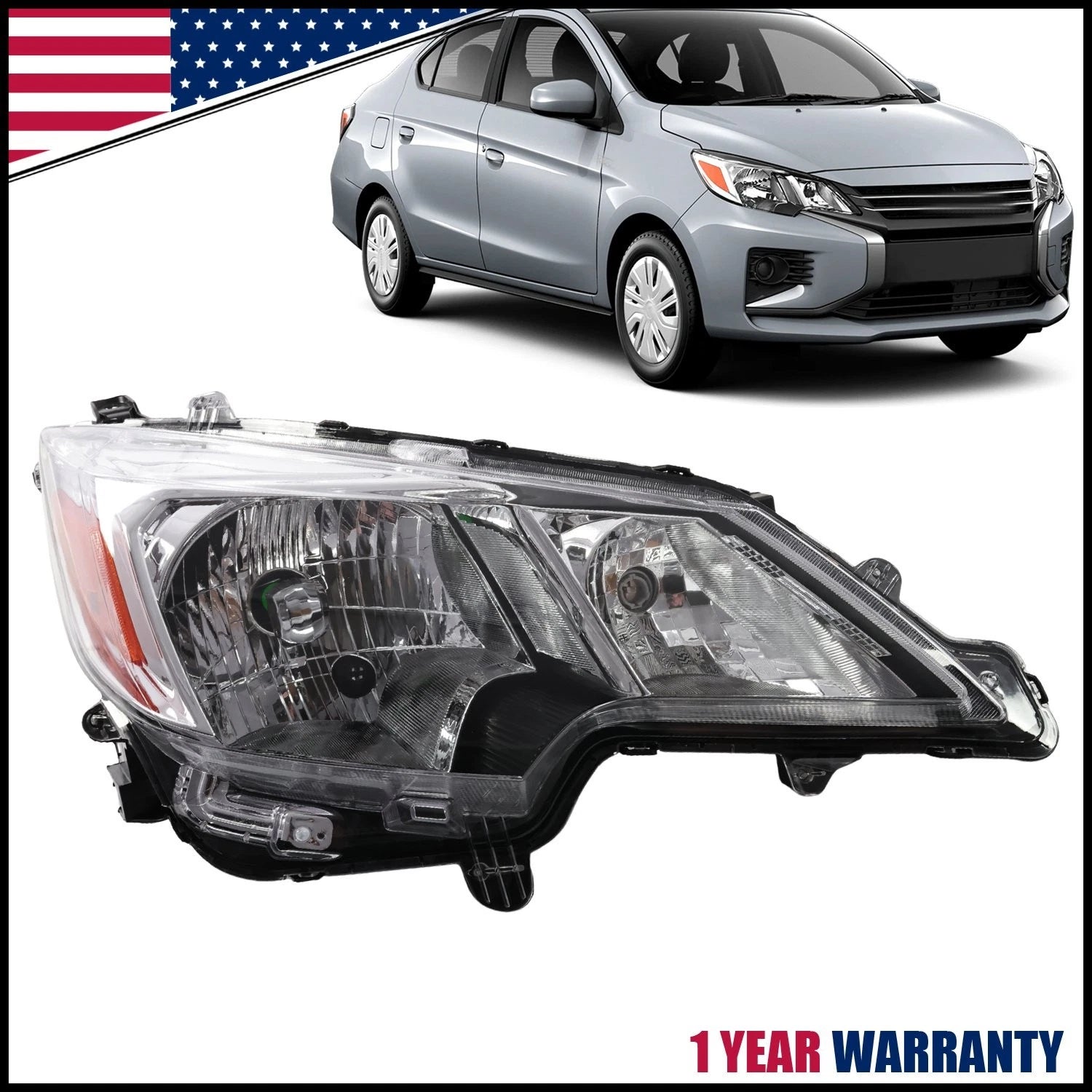 Halogen Headlight for Mitsubishi Mirage/G4 (2021–2024) - Passenger