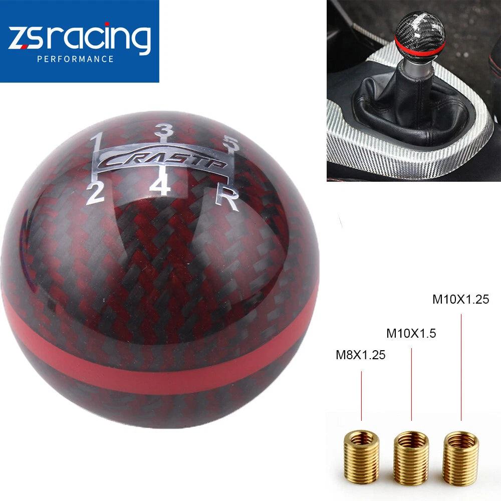 5 Speed Carbon Fiber Racing Gear Shift Knob for Universal Fit