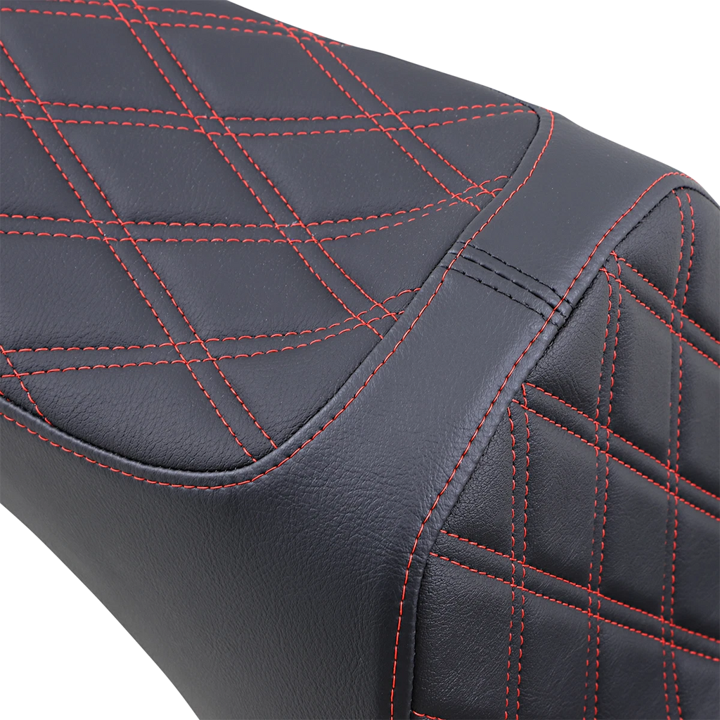 Predator III 2-Up Seat for Harley Davidson (2000–2023) - Black/Red, Double Diamond