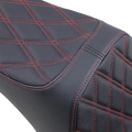 Predator III 2-Up Seat for Harley Davidson (2000–2023) - Black/Red, Double Diamond