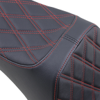 Predator III 2-Up Seat for Harley Davidson (2000–2023) - Black/Red, Double Diamond