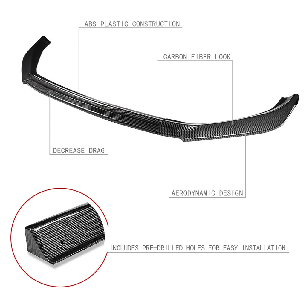 3Pc Front Bumper Lip Splitter for VW Golf (2018–2021) Carbon Look