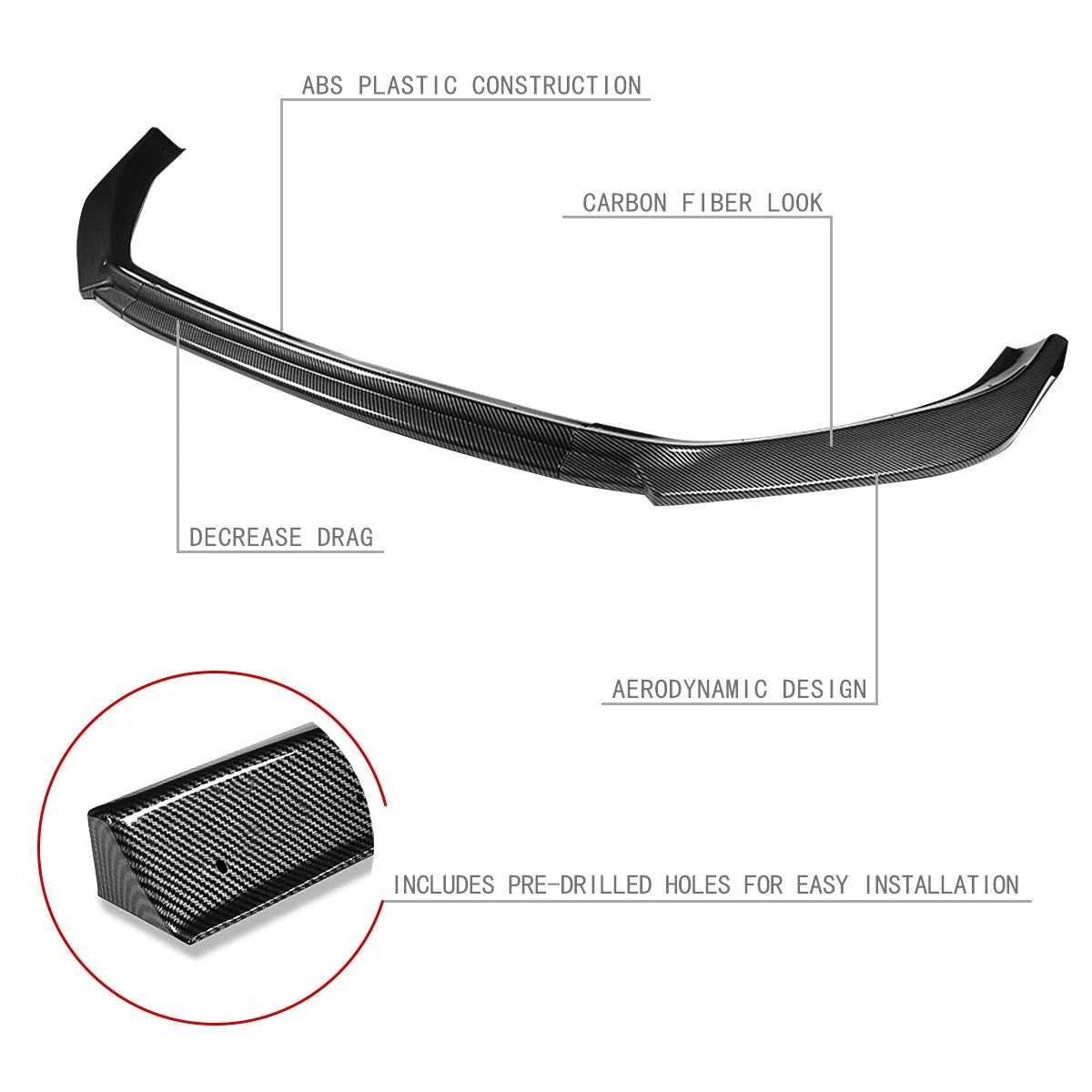 3Pc Front Bumper Lip Splitter for VW Golf (2018–2021) Carbon Look