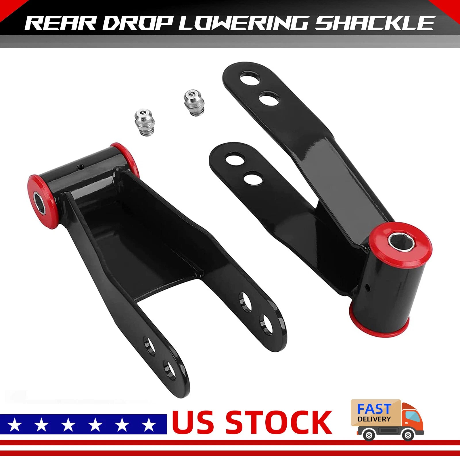 2 Rear Drop Shackles Kit for Chevy Silverado GMC Sierra 1500 C1500 (1988–2018)