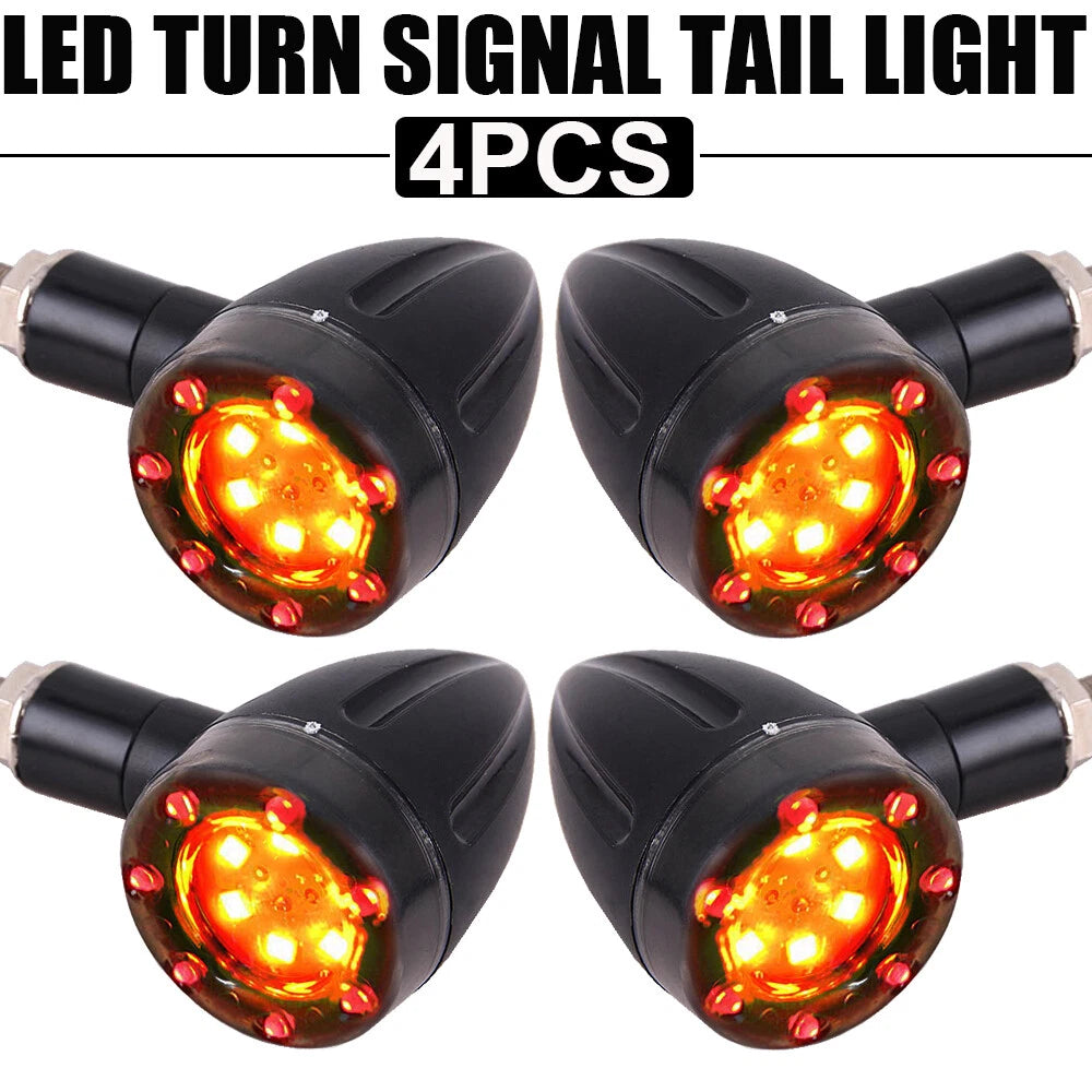 4Pcs LED Bullet Turn Signal Brake Running Tail Light for Motorcycle