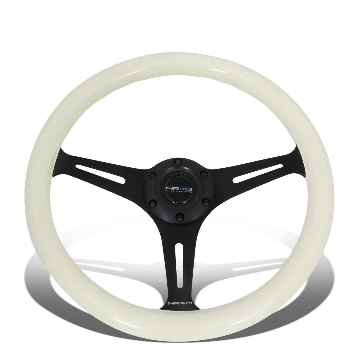 NRG 35cm Deep Dish Glow In Dark Wood Grip Steering Wheel for Universal Fit