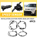 Set of 4 ABS Wheel Speed Sensors for Kia Soul (2014–2019) Kia Soul EV (2015–2019)