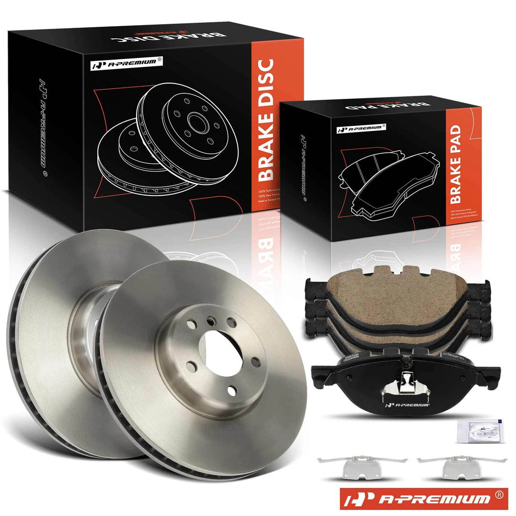 Set of 2 Front Disc Brake Rotors & Ceramic Pads for BMW 550i (2011–2016)