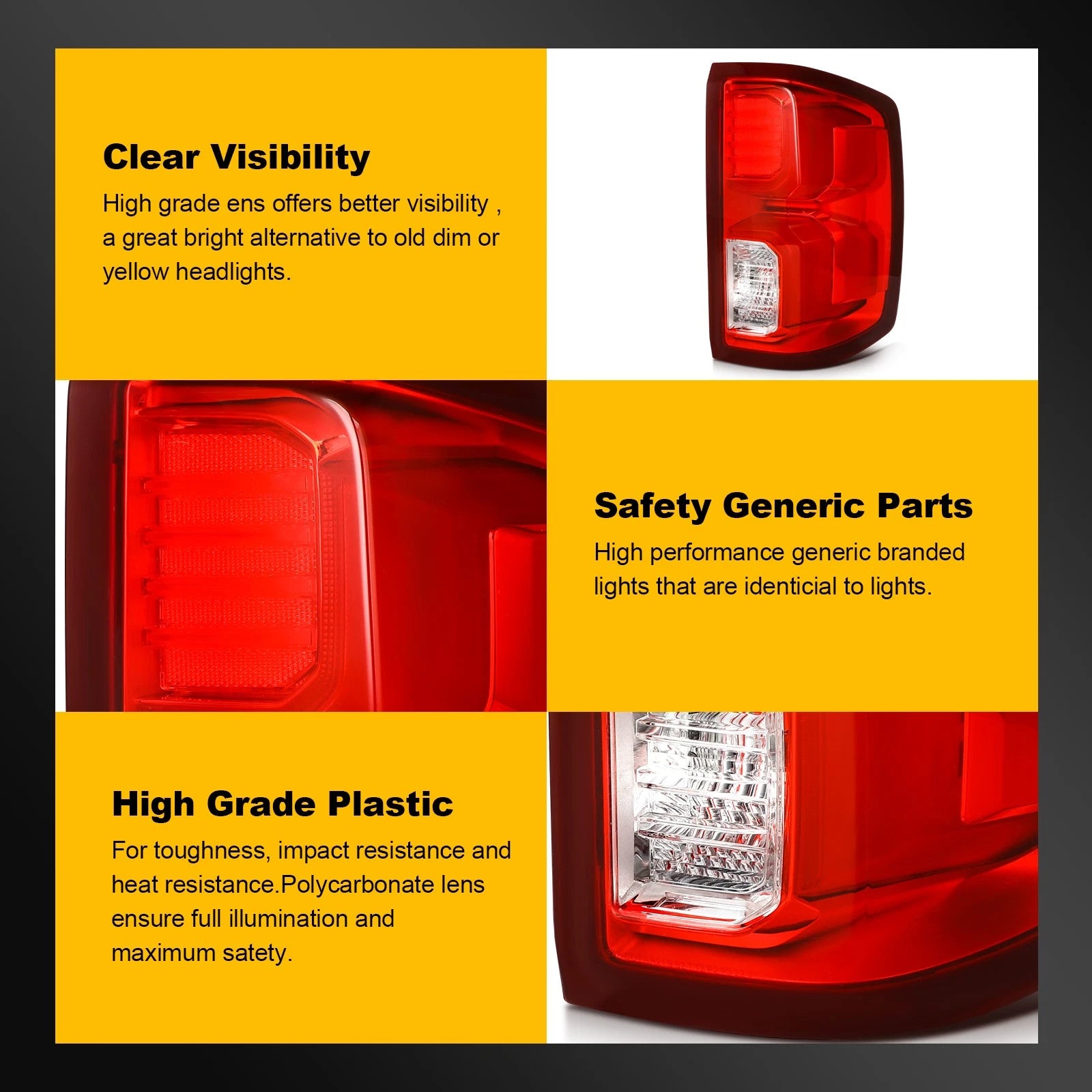 Right Side LED Tail Light Assembly for Chevy Silverado 1500 (2016–2018)