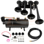 Set of 4 Trumpet Train Sound Air Horns for Universal Vehicles (12V)